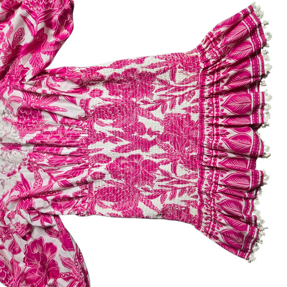 Farm Rio Tropical Woodcut Mini Pink Dress Size: L - Picture 8 of 8